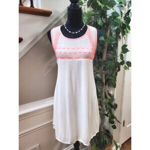 Altar'd State Womens White Rayon Round Neck Sleeveless Knee Length Dress Medium